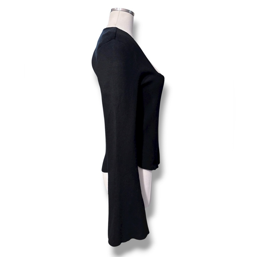 MAEVE x ANTHROPOLOGIE Black Square Neck Bell Sleeve Sweater Size Medium - Picture 3 of 10